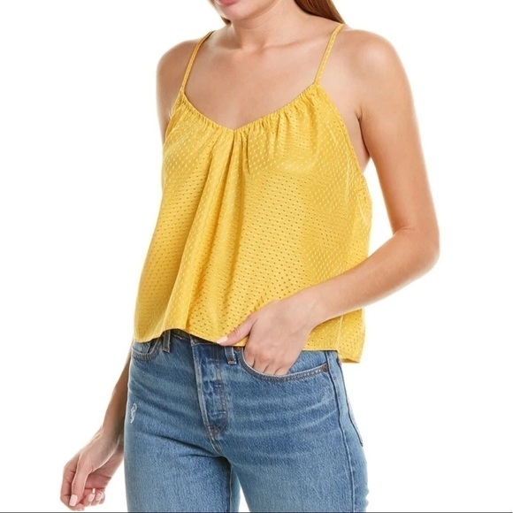 Nordstrom NSR Dot tank top sleeveless MEDIUM yellow gold NWT - Picture 1 of 9
